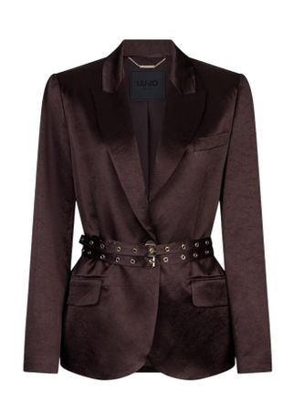 Liu Jo Crinkled Satin Belted Blazer Jacket