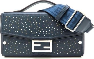 Fendi Pre-owned Handbags, female, Blue, Size: ONE SIZE Pre-owned Leather Handbag with Embellishments