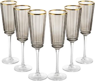Barski Set Of 6 Champagne Flutes