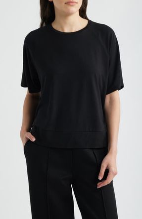 Eileen Fisher Short Sleeve Crewneck Top in Black at Nordstrom, Size Medium