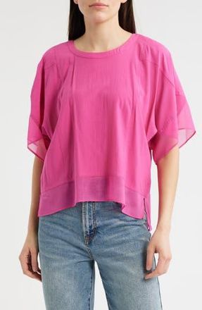 DKNY Mixed Media Dolman Sleeve Top in Vivid Pink at Nordstrom Rack, Size Medium