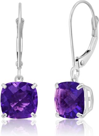 MAX + STONE Solid 14k Yellow or White Gold 8mm Cushion Cut Dangle Gemstone Earrings
