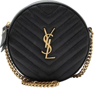 Saint Laurent Matelass&eacute; Grain De Poudre Monogram Vinyle Round Camera Bag (Authentic Pre-Loved)