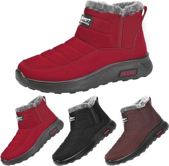 Generic Women Snow Boots Size 4.5 Winter Warm Slip On Ankle Booties Outdoor Anti-Slip Water Resistant Thickened Thermal Faux Fur Lined Boots Comfortable Walki