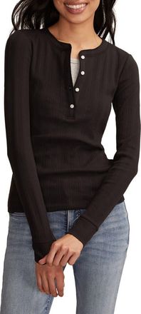 Lucky Brand Ribbed Henley in Caviar at Nordstrom, Size Xx-Large