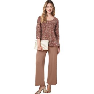 Jessica London Stretch Cotton Scoop Neck Tee in Tea Rose Paisley at Nordstrom, Size 36