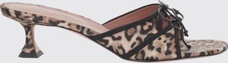 Amina Muaddi Mules Eleonora in raso stampa animalier