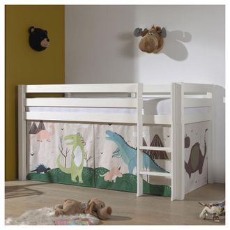 M&S Collection M&s - Cama De Media Altura 90x200 Con Somier Y Funda Dino Vipack Pino Blanco