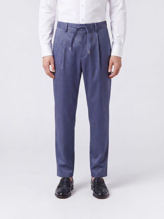 Herno Slim Fit Cotton Trousers with Drawstring Waist and Belt Loops