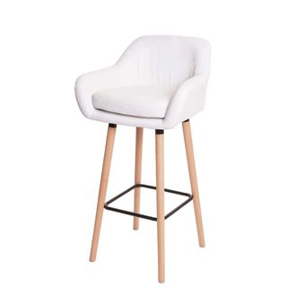 Hhg Nunca Usado] Taburete De Bar Malm&ouml; T381, Taburete De Bar Taburete De Mostrador Certificado Mvg, Imitaci&oacute;n De Cuero, Blanco