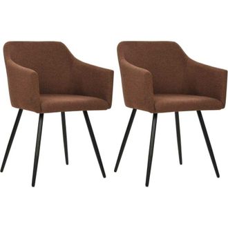 vidaXL Sillas De Comedor Giratorias 2 Unidades Tela Marr&oacute;n Vidaxl