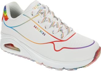 Skechers Womens Uno-Drizzln Rainbow Sneaker, White/Multi, 4 UK