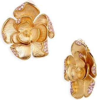 Oscar De La Renta Large Rose Clip-On Earrings at Nordstrom