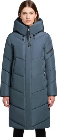 Khujo Jange-YM Womens Long Winter Coat Warm Quilted Coat with Magnetic Buttons XS-XXL, Dim Blue, M