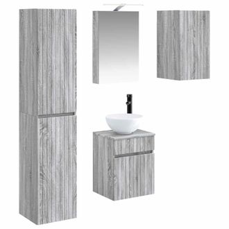 vidaXL Juego De Muebles De Ba&ntilde;o 5 Pcs Sonoma Gris 40 X 10,5 X 60,5 Cm Vidaxl