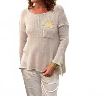 Wooden Ships Pocket Full Of Sunshine Crew Cotton Sweater In Blush Champagne