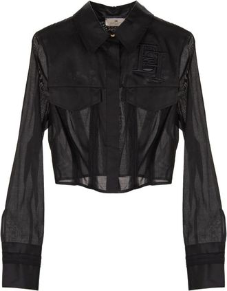 Elisabetta Franchi Shirts - Dames - Overhemden - Zwart - XS - Katoen - Overhemden