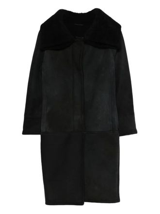 Romeo Gigli 1990s shearling collar coat - women - Sheep Skin/Shearling - 42 - Black