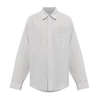 Marni Camicia Techno Poplin a Righe Sottili - - Shirts - Uomo - Bianco - M