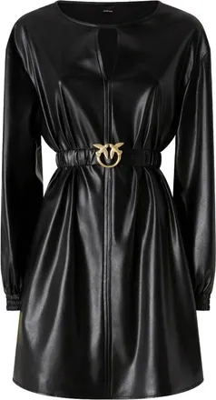 Pinko Sfumato Midi Dress with Gathered Belt and Gold Buckle