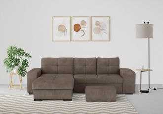 Cotta Ecksofa »Mattina L-Form« mit Hocker, wahlweise mit Bettfunktion & Bettkasten