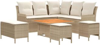 vidaXL Juegos De Muebles 7 Uds. Beige Y Crema Rat&aacute;n Sint&eacute;tico Vidaxl