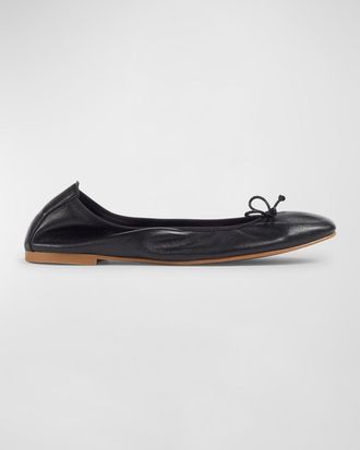 L.k. Bennett Trilly Leather Bow Classic Ballerina Flats
