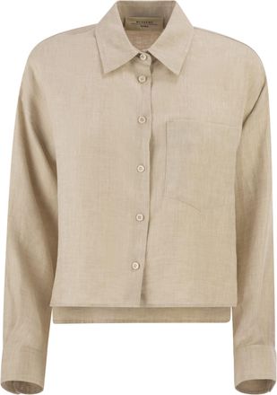 Max Mara Weekend Maxmara Wkdcapo cropped linnen overhemd met een boxy silhouet