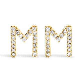 House of Brilliance 10K Gold 1/10 Cttw Diamond Initial A to Z Stud Earring in Yellow Gold | M at Nordstrom