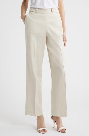 Anne Klein Pull-On Crop Wide Leg Pants in Natural Grain at Nordstrom, Size X-Large P