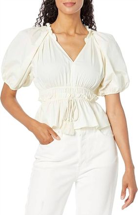 Moon River Jones Ruffled Pleated Top In Cream