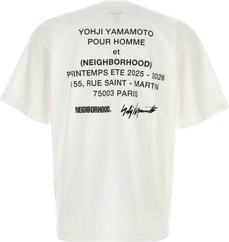 Yohji Yamamoto Mens Logo-Embroidered Cotton T-Shirt White