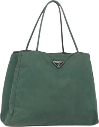 Prada Pre-owned Tote Bags, female, Green, Size: ONE SIZE Pre-owned Vintage Nylon Tote Bag