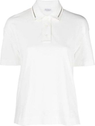 Brunello Cucinelli White Cotton Polo Shirt, Size X-Large