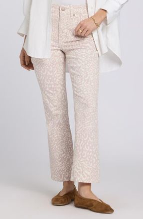 NYDJ Billie Print High Waist Ankle Mini Bootcut Jeans in Snow Leopard at Nordstrom, Size 16P