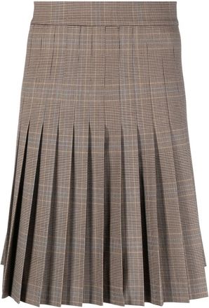 Moschino checked pleated skirt - men - Elastane/Polyester/Virgin Wool - 56 - Brown