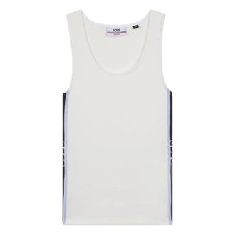 GCDS Gcds, Tops, Dames, Wit, XS, Denim, Logo-Stripe Tank Top