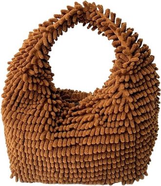 Generic Womens Plush Bags Plush Bag Purse Handbags Vintage Furry Ladies Shoulder Bags Fashion Girls Underarm Casual Tote(Brown)