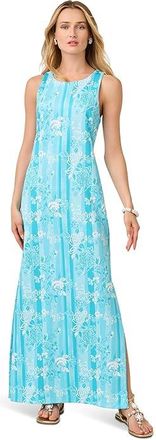 Lilly Pulitzer Melodie Maxi Dress Womens Dress Capri Blue Roseys Petals : MD, Cotton/Polyester