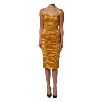 Dolce & Gabbana Ruched Bodycon Sheath Midi Dress - female - Dolce & Gabbana - Party Dresses - Yellow - XS - Dresses
