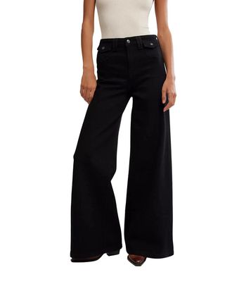 Free People We the Free Kellee Palazzo Jeans Womens Black Wide Leg GBO3994