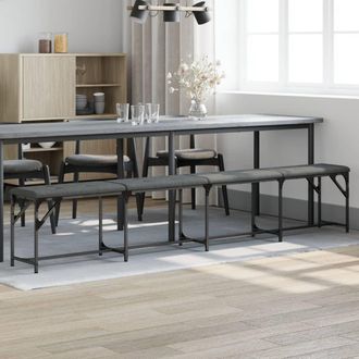 vidaXL Vidaxl - Banco De Comedor Acero Y Tela Gris Oscuro 248x32x45 Cm