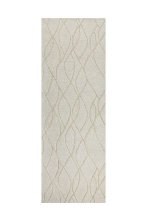 Wecon Home Alfombra de pura lana tejida a mano crema 80x230