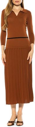 Alexia Admor Sable Pleated Knit Midi Dress in Camel at Nordstrom, Size X-Large