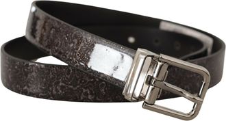 Dolce & Gabbana Black Goccia Glitter Patent Leather Buckle Vernice Mens Belt
