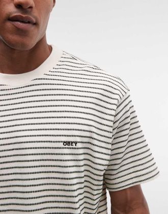 Obey Edwin - T-shirt beige a righe-Neutro