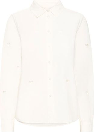 Ichi Ihlovely Heart Cutout Button-Up Top in Cloud Dancer at Nordstrom, Size 10 Us