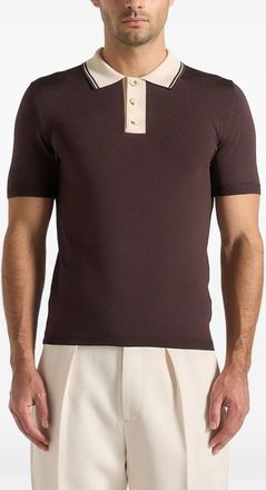 Mani&egrave;re De Voir Roux poloshirt met contrasterende kraag - Bruin
