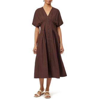 Scotch & Soda Dolman Sleeve Linen Blend Midi Dress in Hot Fudge at Nordstrom Rack, Size Small
