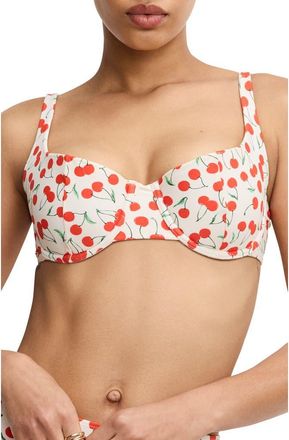 Good American Cherry Underwire Bikini Top in Snow Cherries 04 at Nordstrom, Size Small